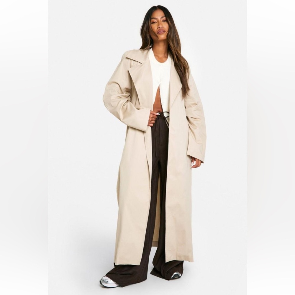 Cream Longline Trench Coat